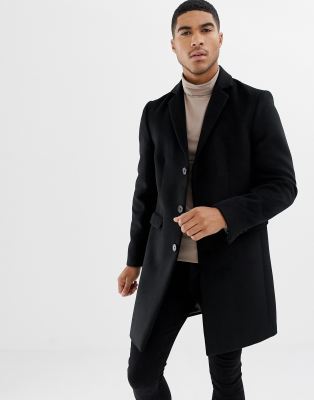 River Island overcoat in black | ASOS