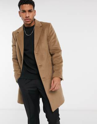 Mens camel coat outlet river island