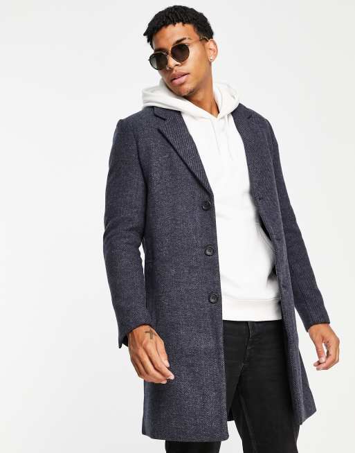 River Island overcoat in navy | ASOS