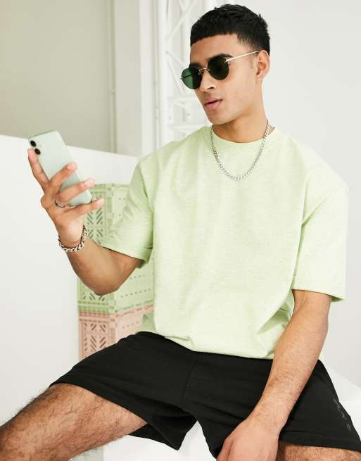River Island overdyed marl t-shirt in yellow