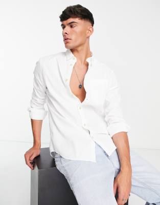 River Island - Overhemd met 1 opgestikte borstzak in wit