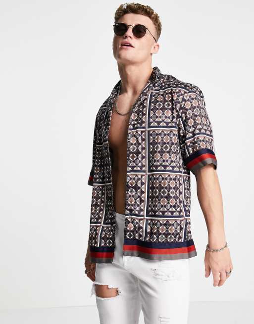 River Island Overhemd met korte mouwen en geometrische print in