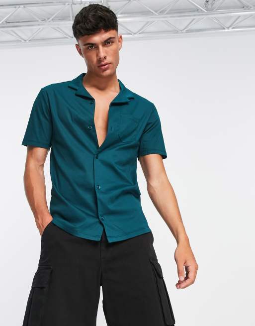 River Island - Overhemd met korte mouwen en knoopsluiting in groen