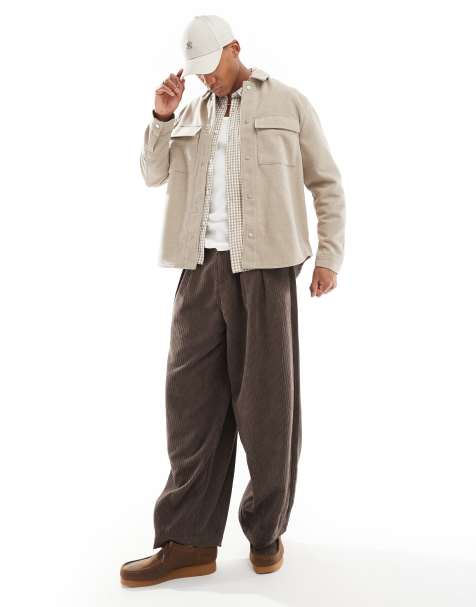 River Island overshirt in light stone - view 1