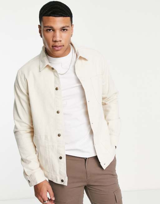 River Island overshirt in stone | ASOS