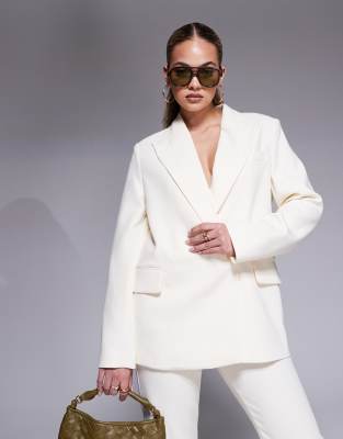 River Island - Oversize-Blazer in Creme, Kombiteil-Weiß