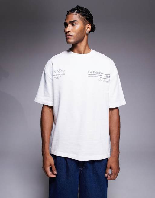 River Island – Oversize-T-Shirt in Weiß mit „Le Désir“-Slogan, 3 von 4