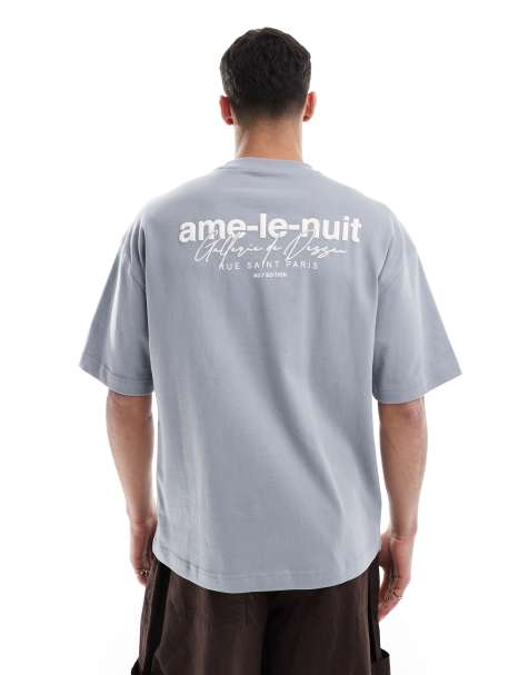 River Island oversized ame le nuit t-shirt in gray - view 1