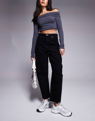River Island Oversized Barrel Leg Jean In Black