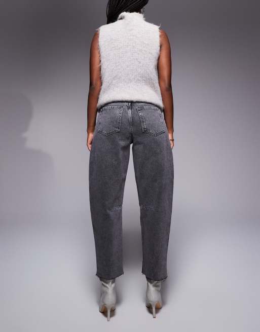 River Island oversized barrel leg jean in grey, 2 of 5