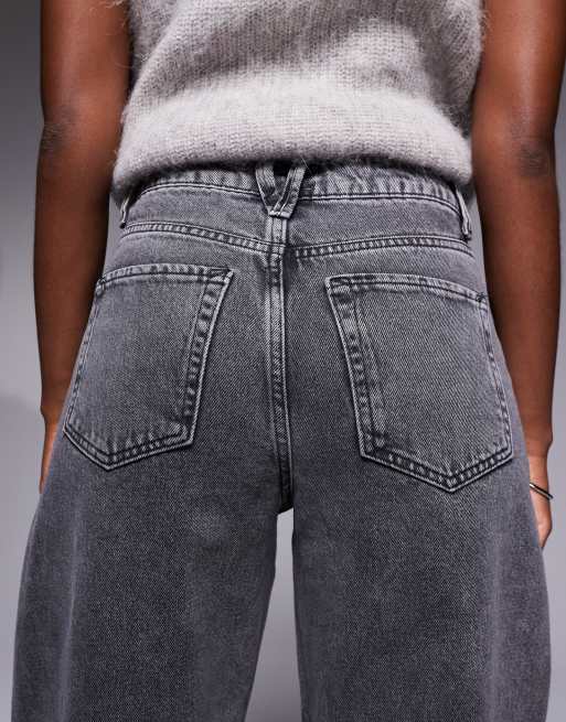 River Island oversized barrel leg jean in grey, 4 of 5