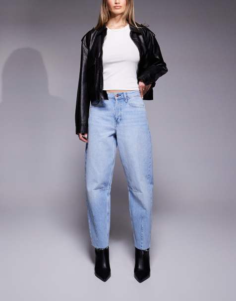 River Island oversized barrel leg jean in lightwash blue - view 1