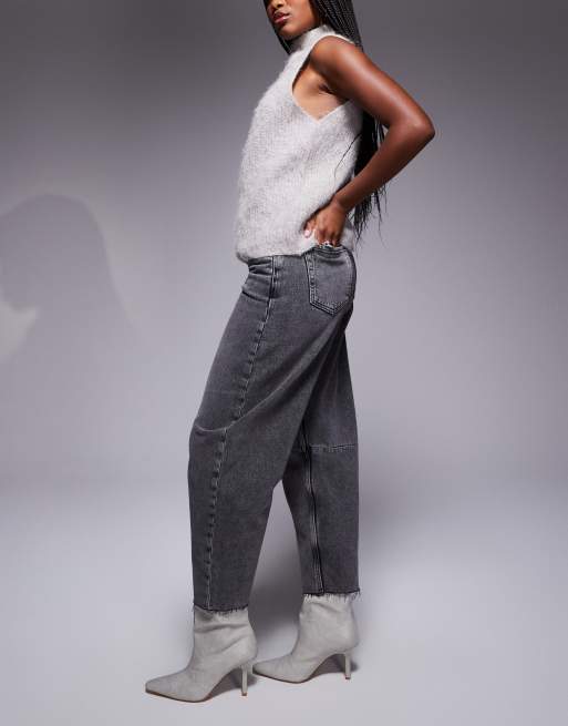 River Island oversized barrel leg jeans in grey, 3 of 5
