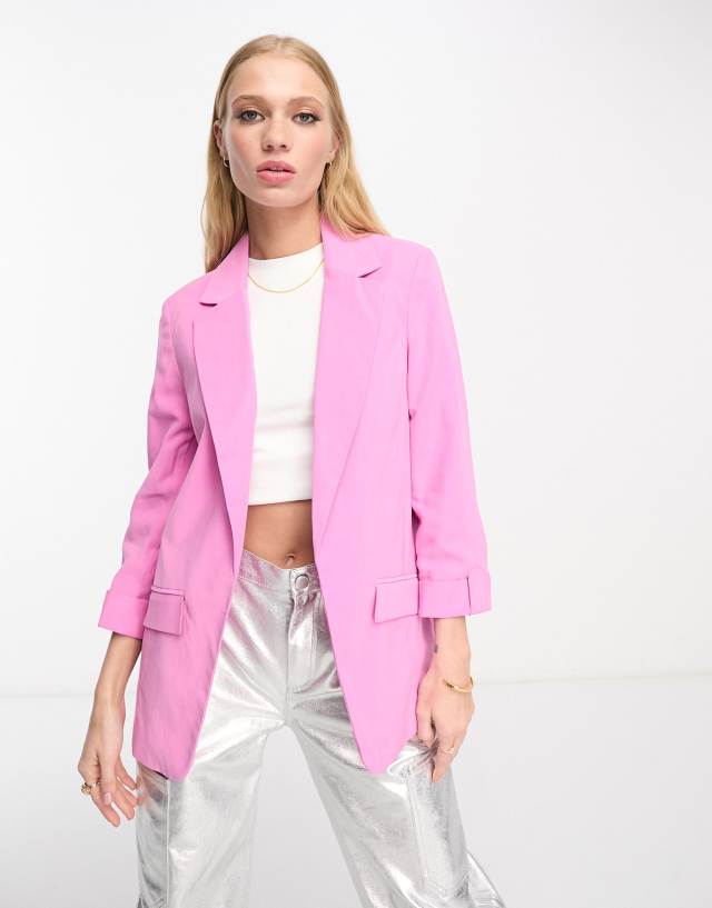 River Island oversized blazer in bright pink