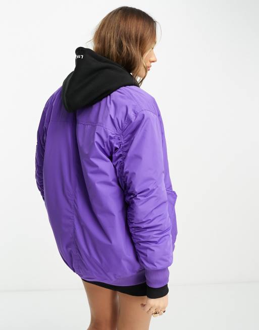 Purple oversized bomber jacket