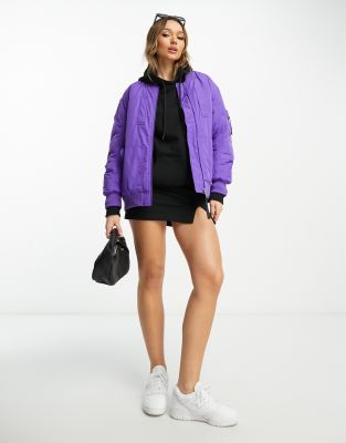 River Island oversized bomber jacket in purple | ASOS