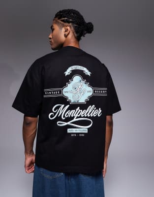 River Island Oversized Boulevard Back Print T-shirt In Black