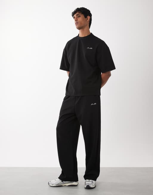 River Island oversized boxy 'luxe' t-shirt co-ord in black , 5 of 5