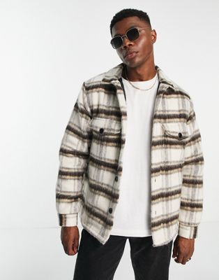 River Island oversized check overshirt in grey