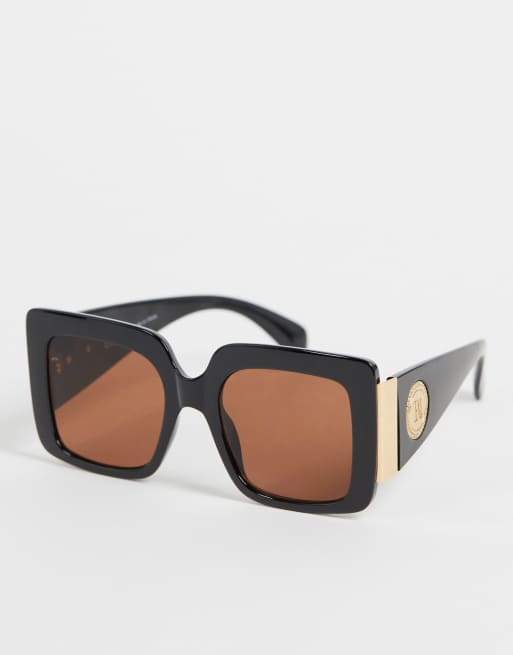 River Island oversized chunky square glam sunglasses in black