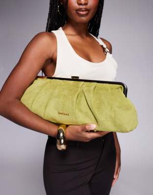 River Island River Island oversized clutch bag in green suedette