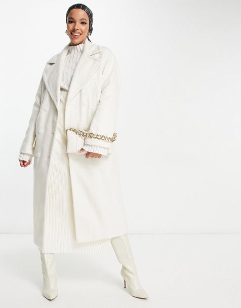 Forever New Petite formal cocoon coat in cream