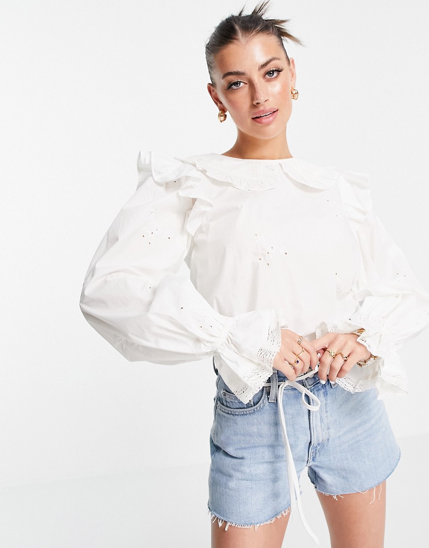 River Island oversized collared blouse in white