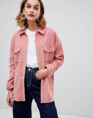 pink corduroy shirt jacket