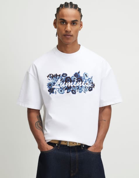 River Island Oversized cotton floral luminis t-shirt in white - view 1