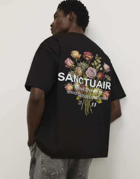 River Island Oversized cotton flower print t-shirt in black - view 1