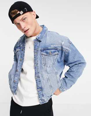 oversized jeansjacke mittelblau