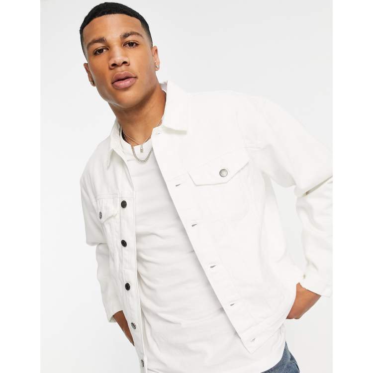 River Island oversized distressed denim jacket in white ASOS