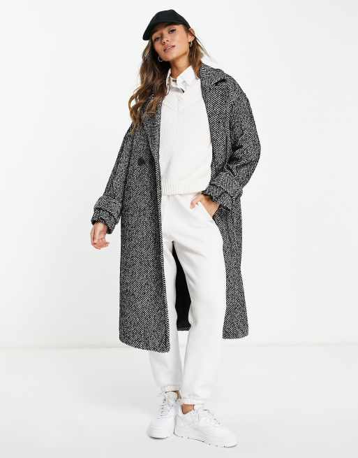 River Island oversized double breasted maxi coat in black