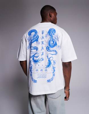 River Island Oversized Dragon Print T-shirt In White