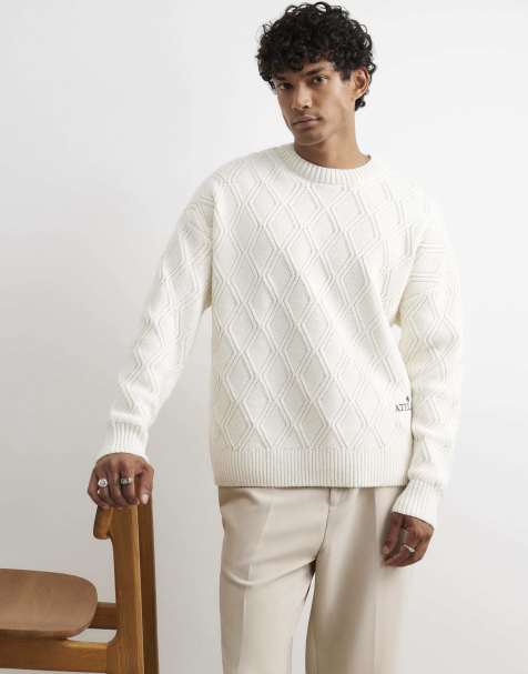 River Island Oversized fit atelier cable knit jumper in ecru - view 1