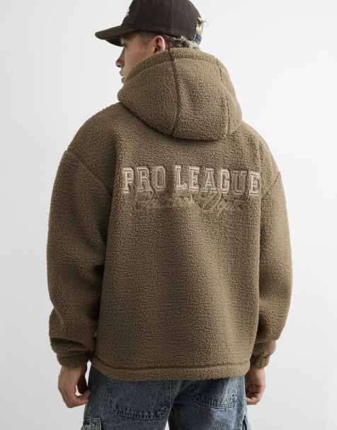 River Island Oversized fit borg lined hoodie in khaki - view 1
