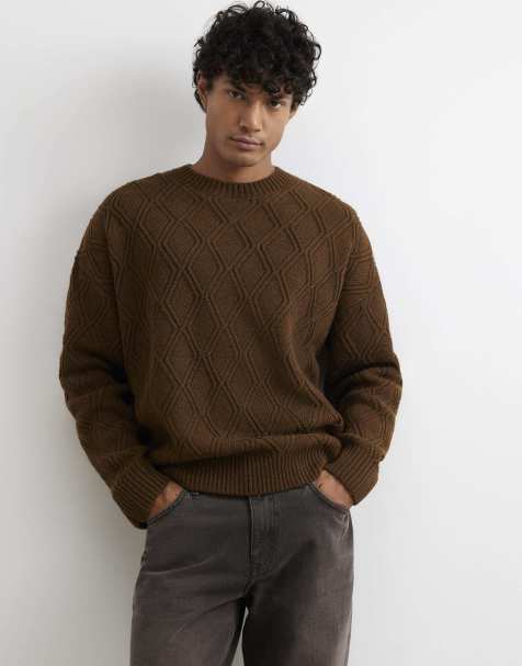 River Island Oversized fit cable knit atelier jumper in rust - view 1