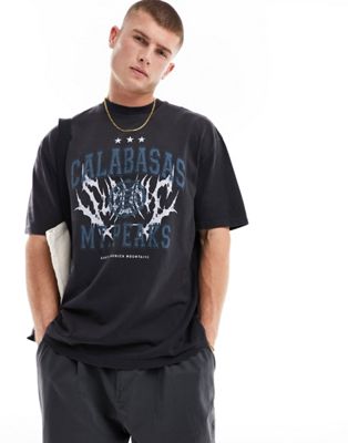 River Island Oversized fit calabasas graphic t-shirt in black