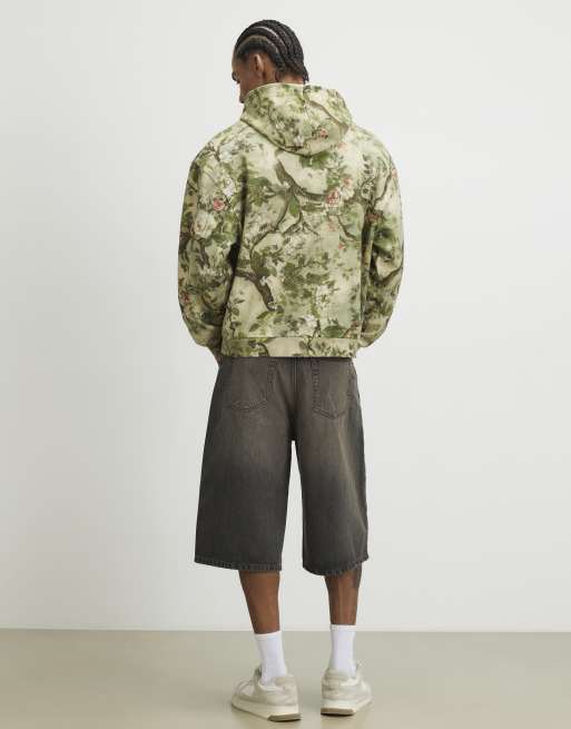 River Island Oversized fit camouflage floral hoodie in green, 4 of 4