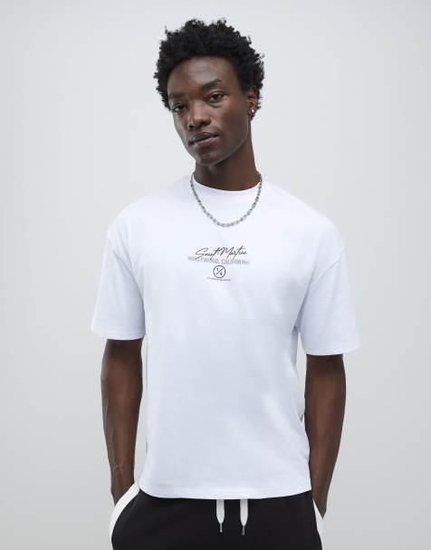 River Island Oversized fit city stacked t-shirt in white