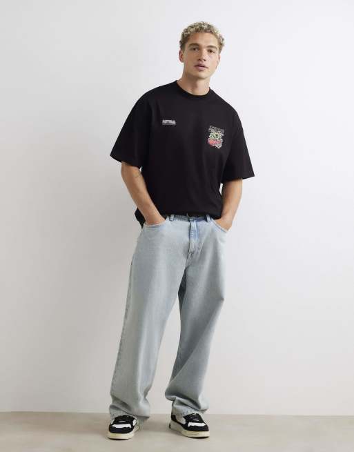 River Island Oversized fit cotton dragon car t-shirt in black, 3 of 4