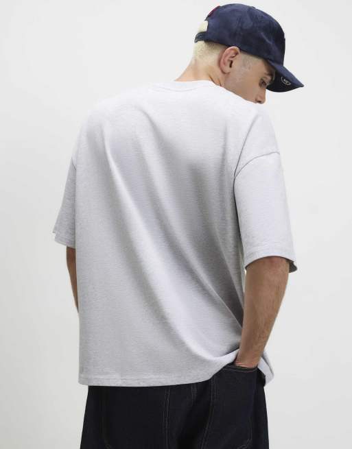 River Island Oversized fit cotton heavyweight t-shirt in grey - marl, 4 of 4