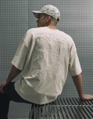 River Island Oversized fit cotton hokkaido t-shirt in stone