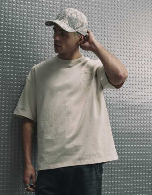 River Island Oversized fit cotton hokkaido t-shirt in stone, 4 of 4