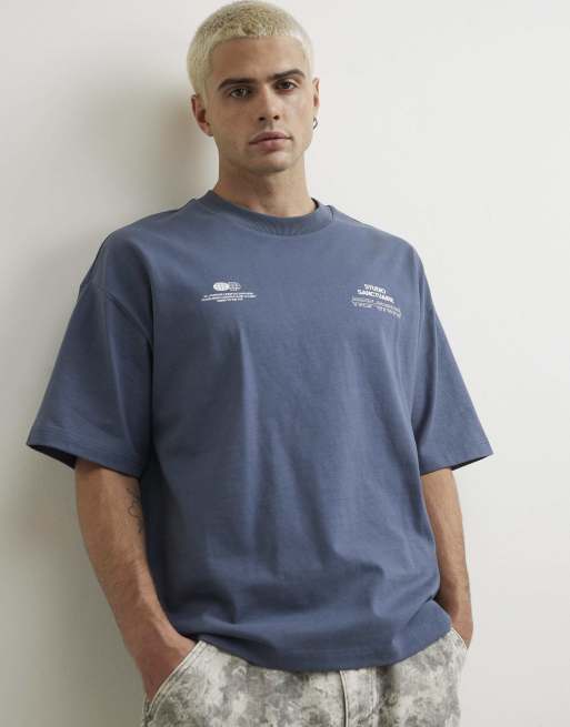 River Island Oversized fit cotton sanctuaire t-shirt in blue, 2 of 4