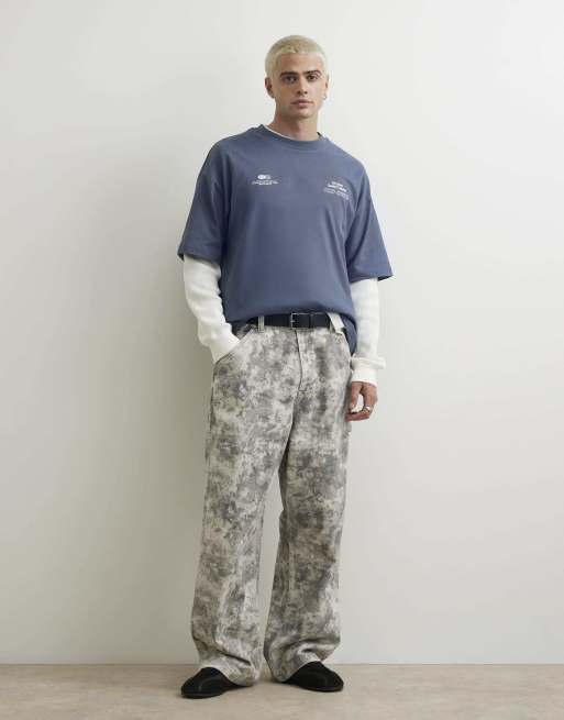 River Island Oversized fit cotton sanctuaire t-shirt in blue, 3 of 4
