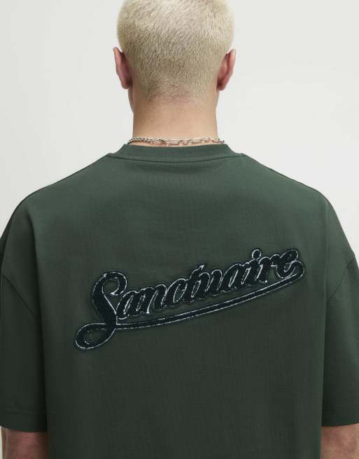 River Island Oversized fit cotton sanctuaire t-shirt in green, 3 of 4