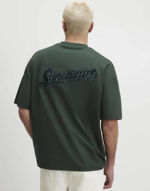 River Island Oversized fit cotton sanctuaire t-shirt in green, 4 of 4