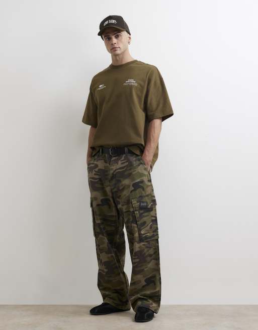River Island Oversized fit cotton sanctuaire t-shirt in khaki, 3 of 4