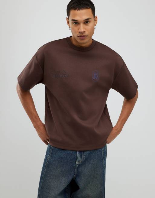 River Island Oversized fit floral t-shirt in brown